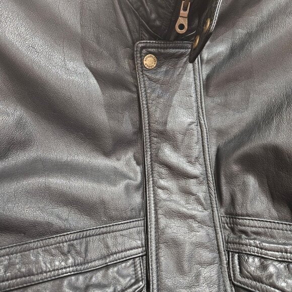 Urban Equipment Vintage Black Leather Jacket With Stand-Up Collar full zipper & - Picture 10 of 13